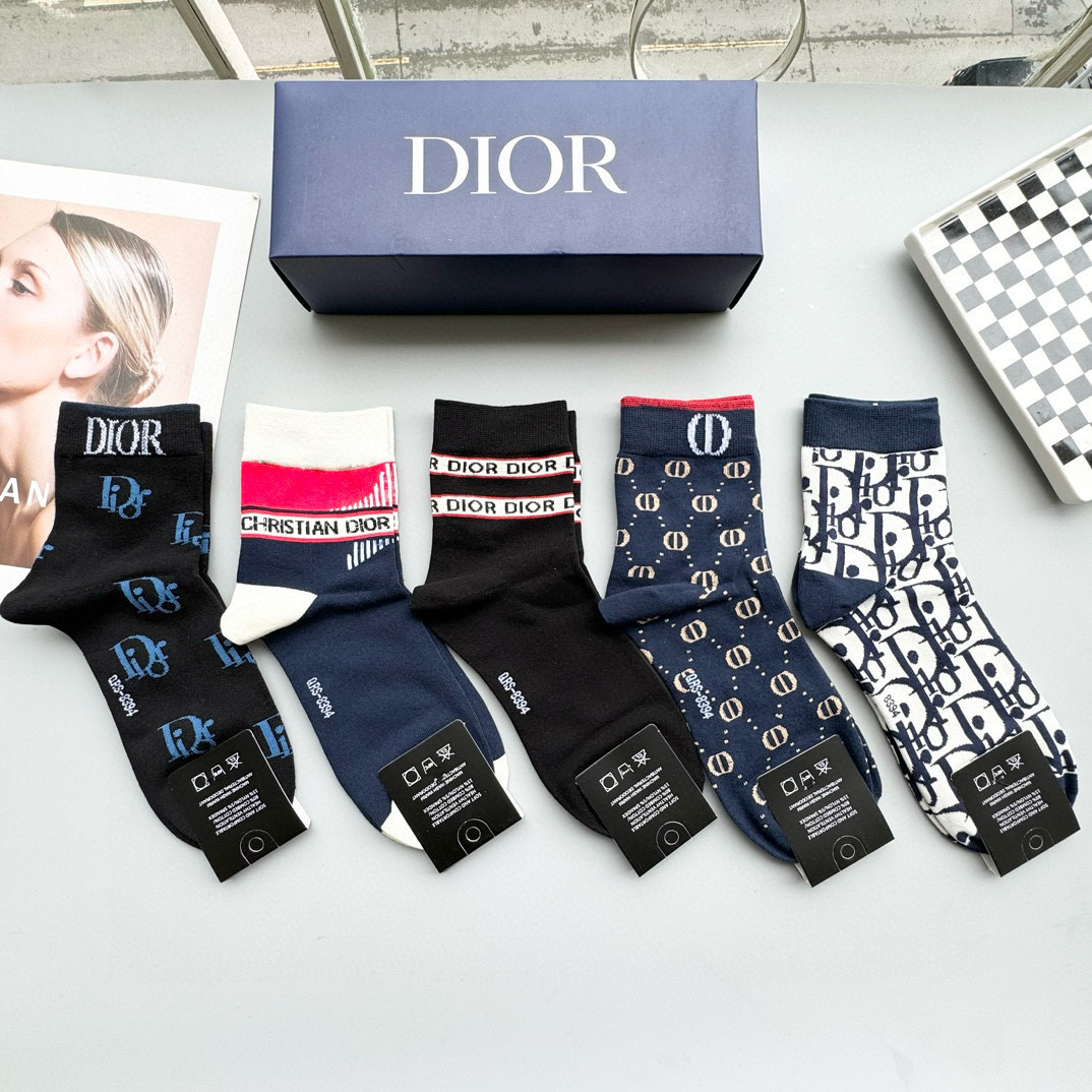 Top Christian Dior Socks - 5 Pieces as a Set