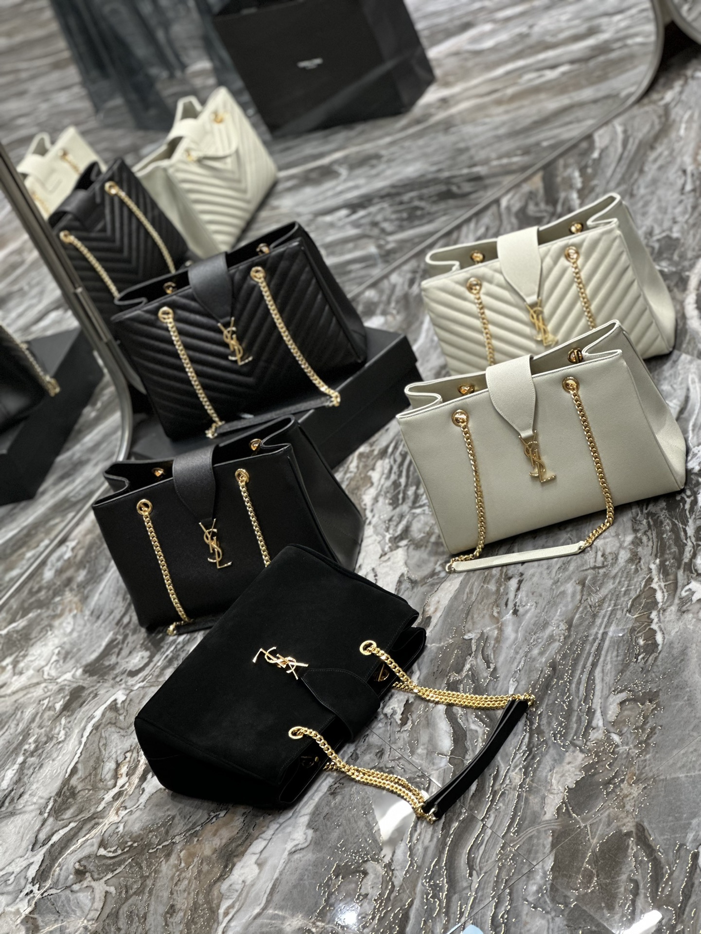 TOP Yves Saint Laurent YSL Calfskin Large Tote Bag - 33×22×15cm - GHW