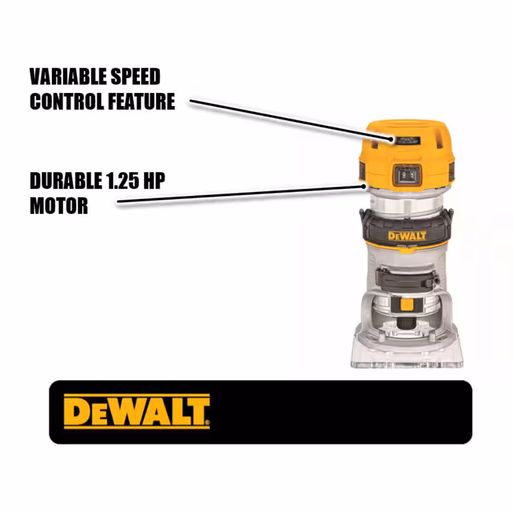 7 Amp Corded 1-1/4 HP Max Torque Variable Speed Compact Router with LEDs
