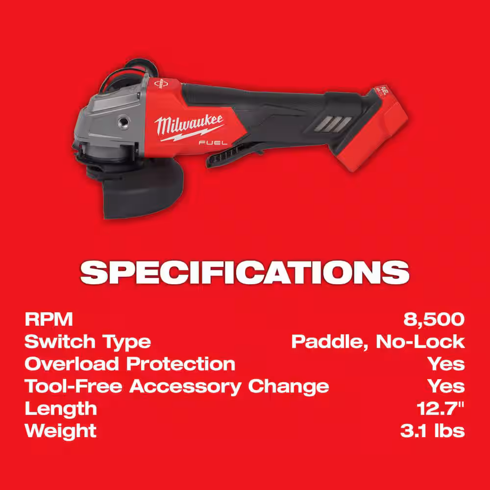 M18 Fuel 18V Lithium-Ion Brushless Cordless 4-1/2 in. /5 in. Grinder with Paddle Switch Kit with FORGE 6.0Ah Battery