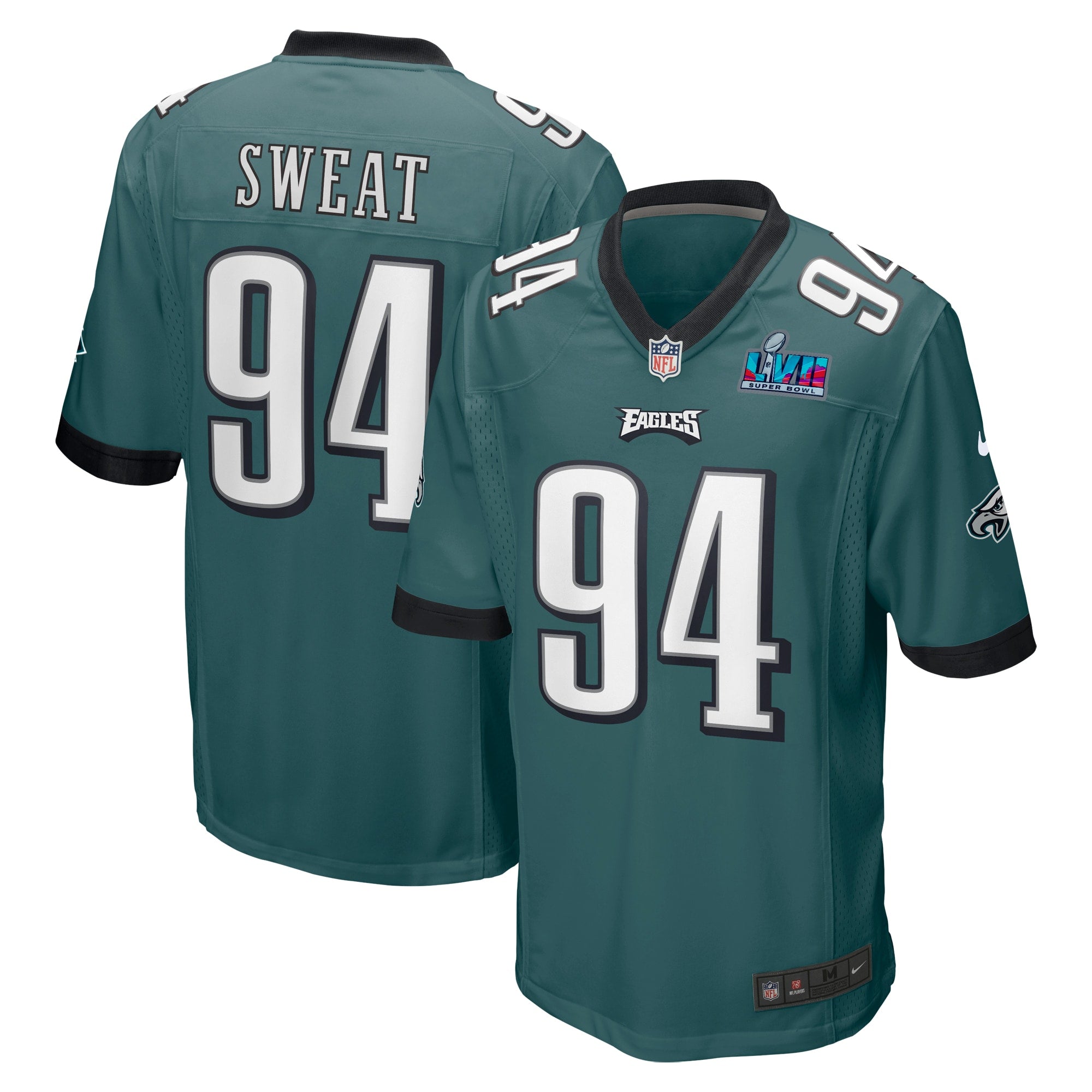 Josh Sweat Philadelphia Eagles  Super Bowl LVII Patch Game Jersey - Midnight Green