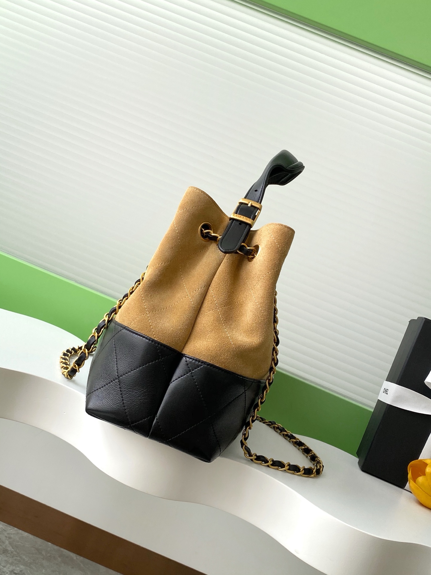 TOP CHANEL Suede Bag 36-24-12 cm - Brown and Black