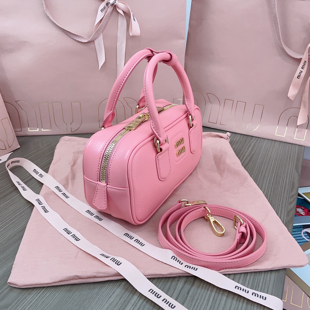 TOP Miu Miu Bowling Bag Particles Calfskin 22x10.5x7.5cm - 3 Color