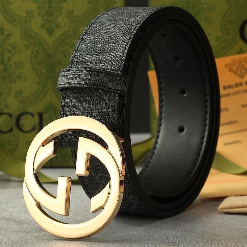 AAABELT Men Vintage Interlocking Circle Buckle Belt Embossed Printed Faux Leather Business Casual Waist Belt