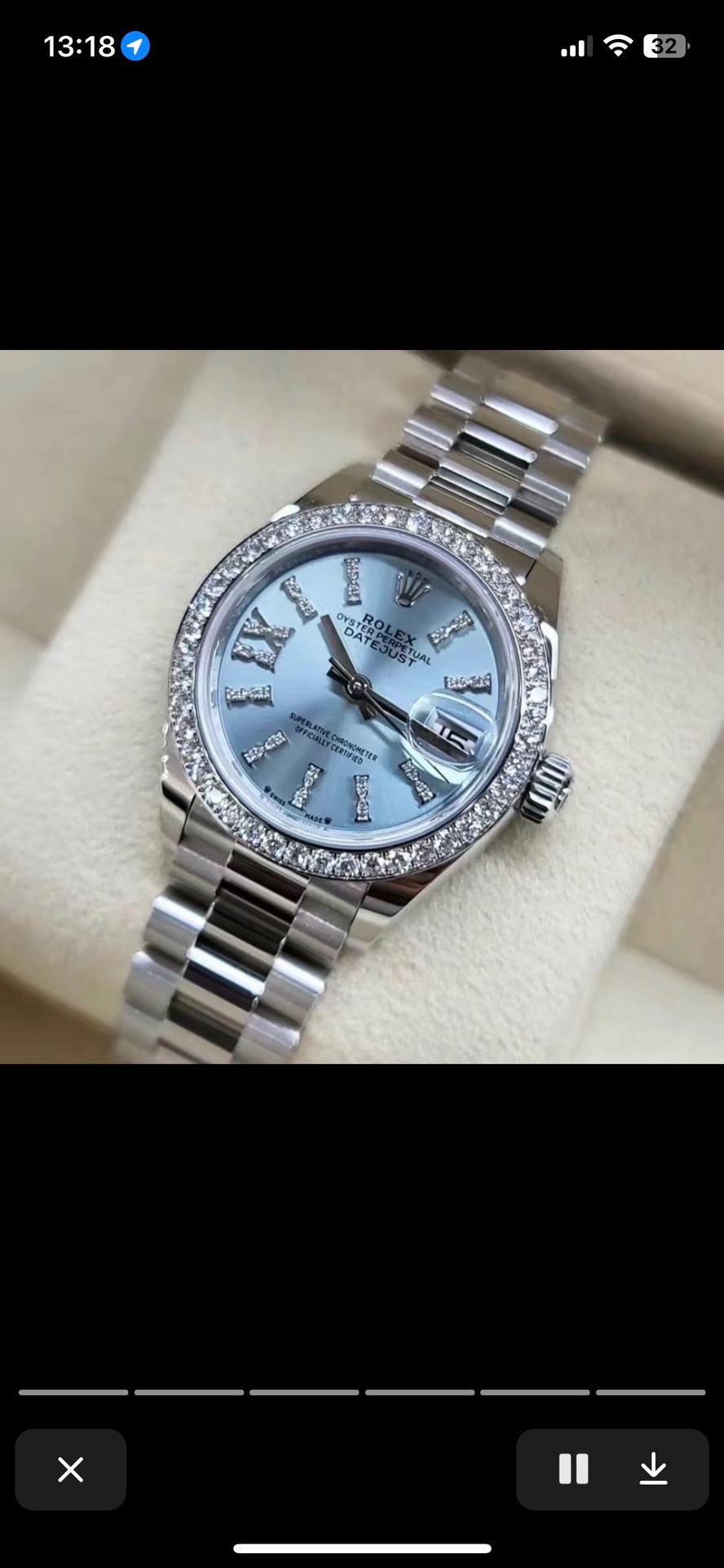 TOP ROLEX Blue Dial Watch 31mm - Silver