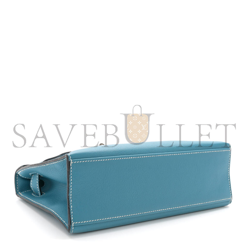 HERMÈS SWIFT KELLY POCHETTE CLUTCH BLUE JEAN (22*14*7cm)