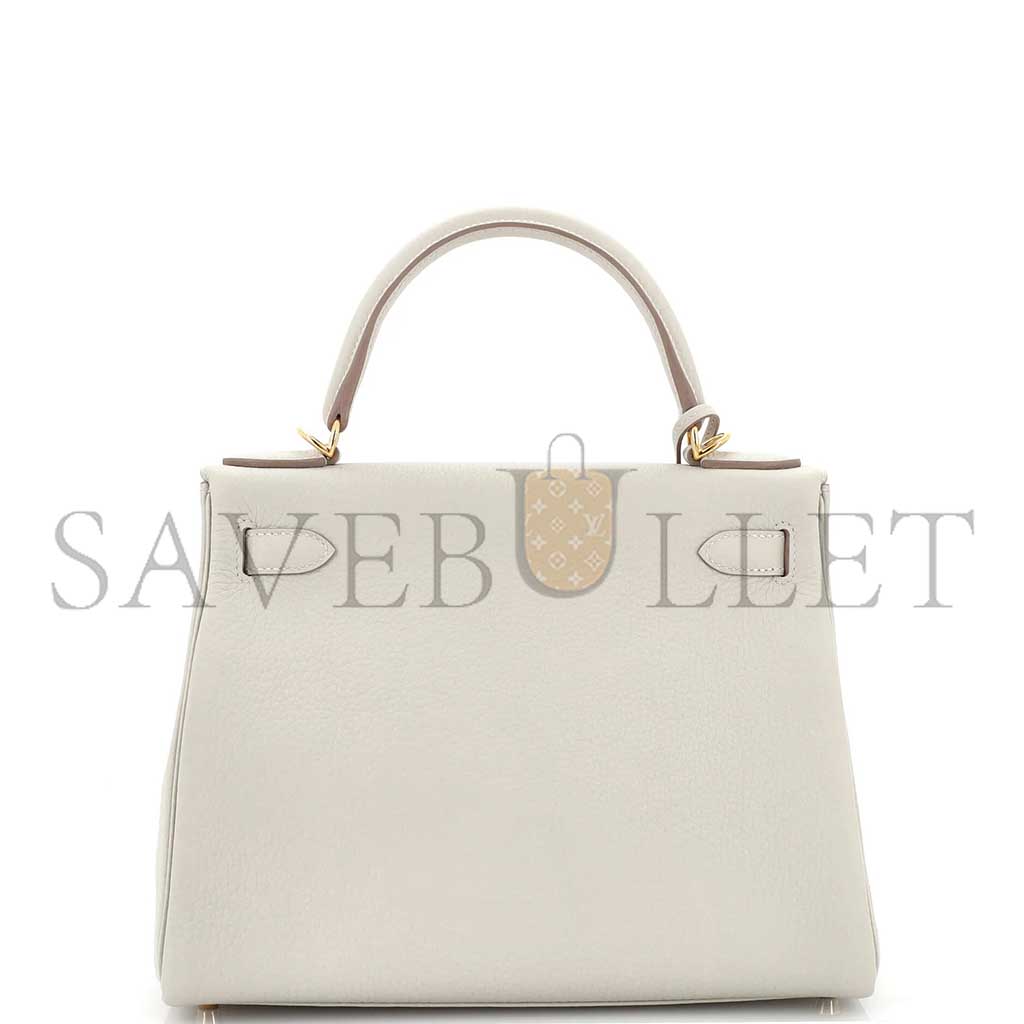 HERMÈS KELLY 28 HANDBAG MUSHROOM TOGO WITH GOLD HARDWARE (28*22*10cm)