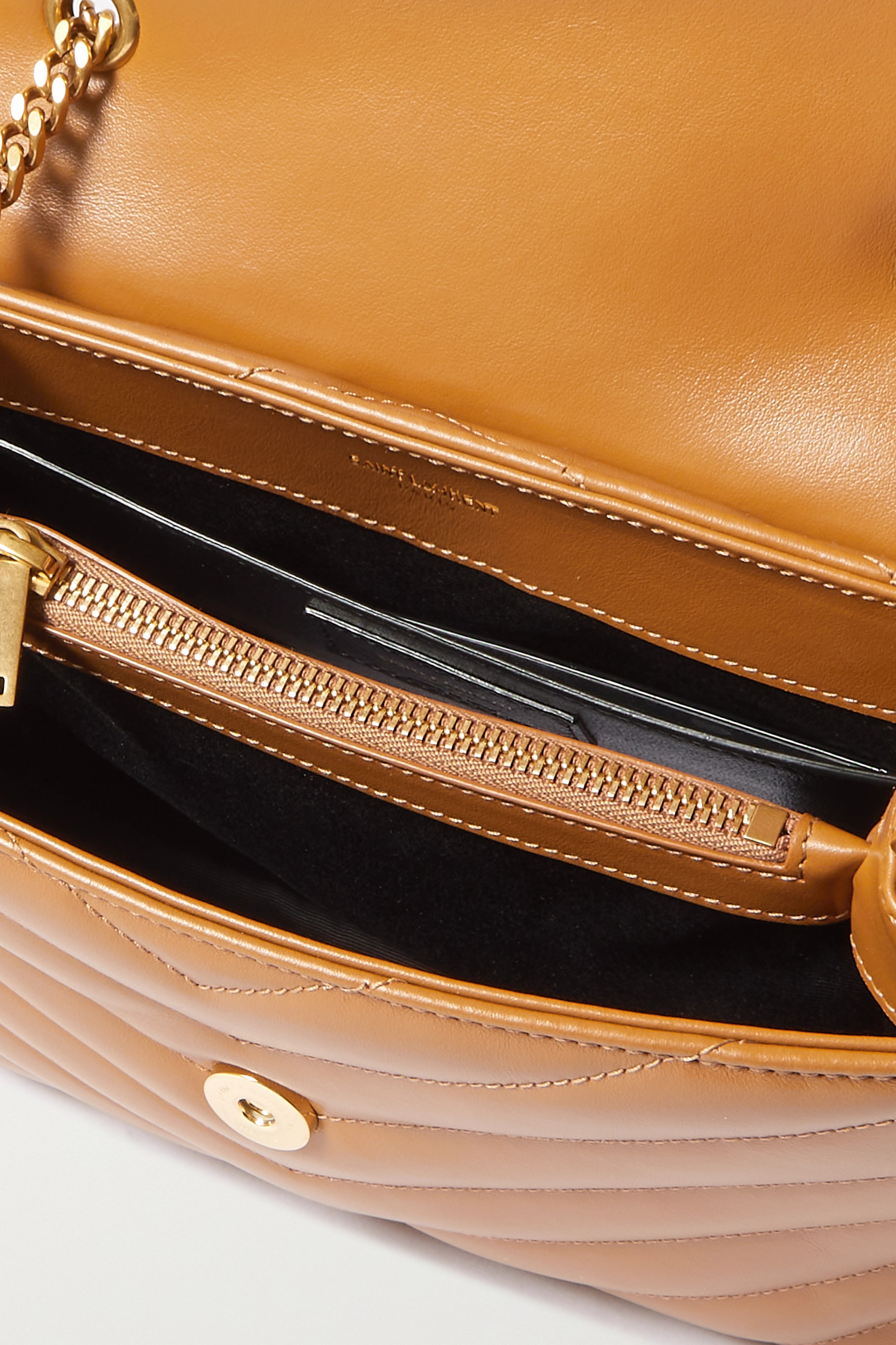 SAINT LAURENT YSL Loulou Small Quilted Leather Shoulder Bag Tan
