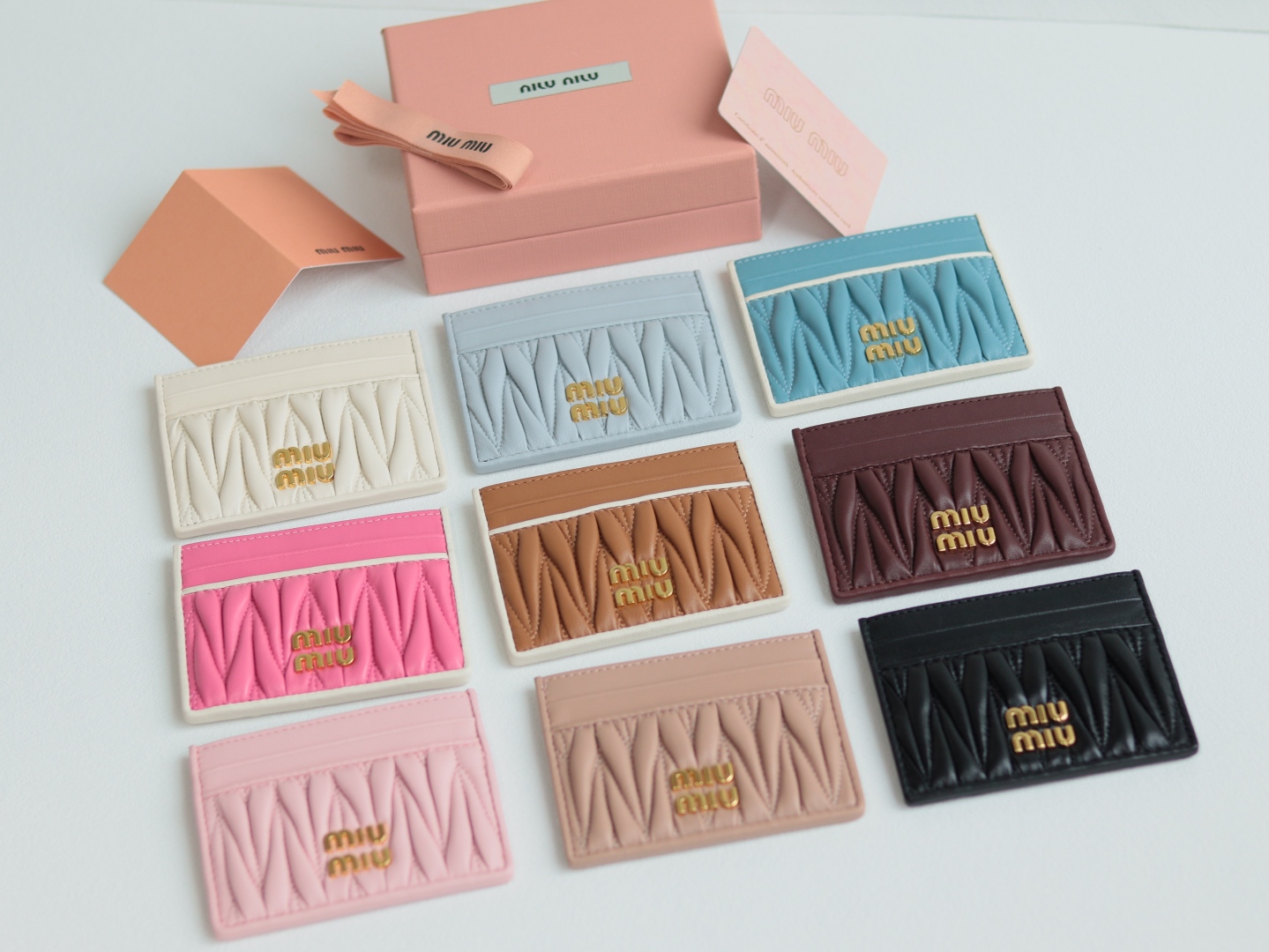 TOP Miu Miu Lambskin Matelasse Pocket Wallet 10.5x8cm - 10 Color