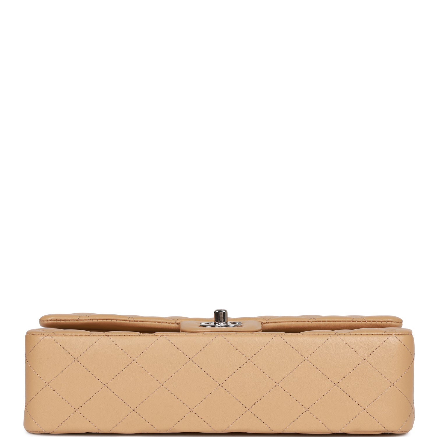 Chanel Classic Flag Bag Medium Classic Double Flap Bag Beige   Silver Hardware