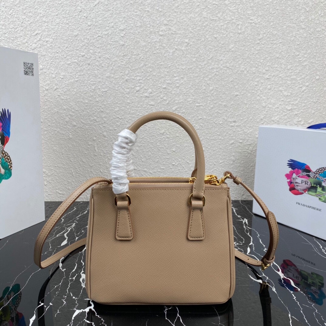 TOP PRADA Galleria Mini Saffiano Bag 20x15x9.5cm - Brown