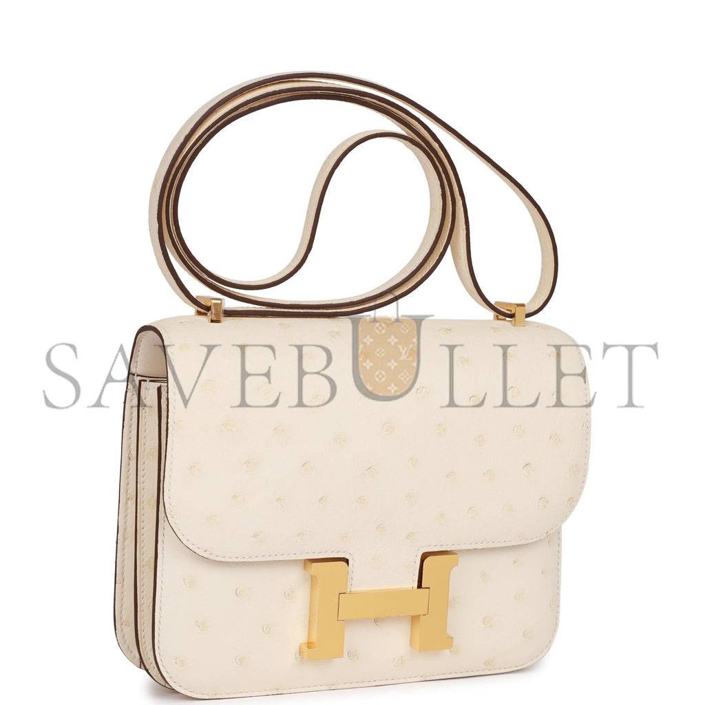 HERMES CONSTANCE 18 OSTRICH GOLD HARDWARE (18*15*4cm)