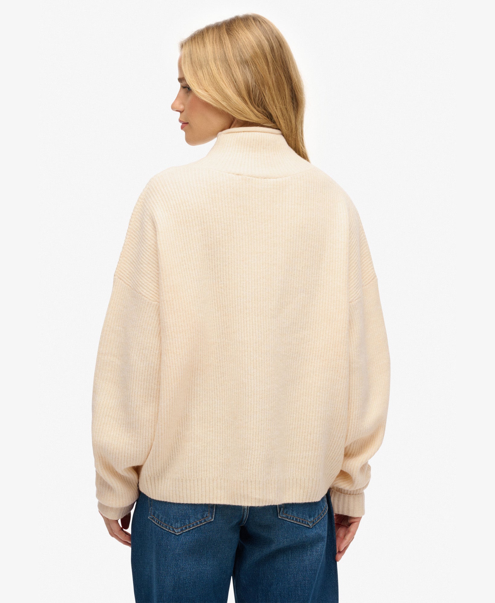 Slouchy Mock Neck Jumper | Butter Cream Twist