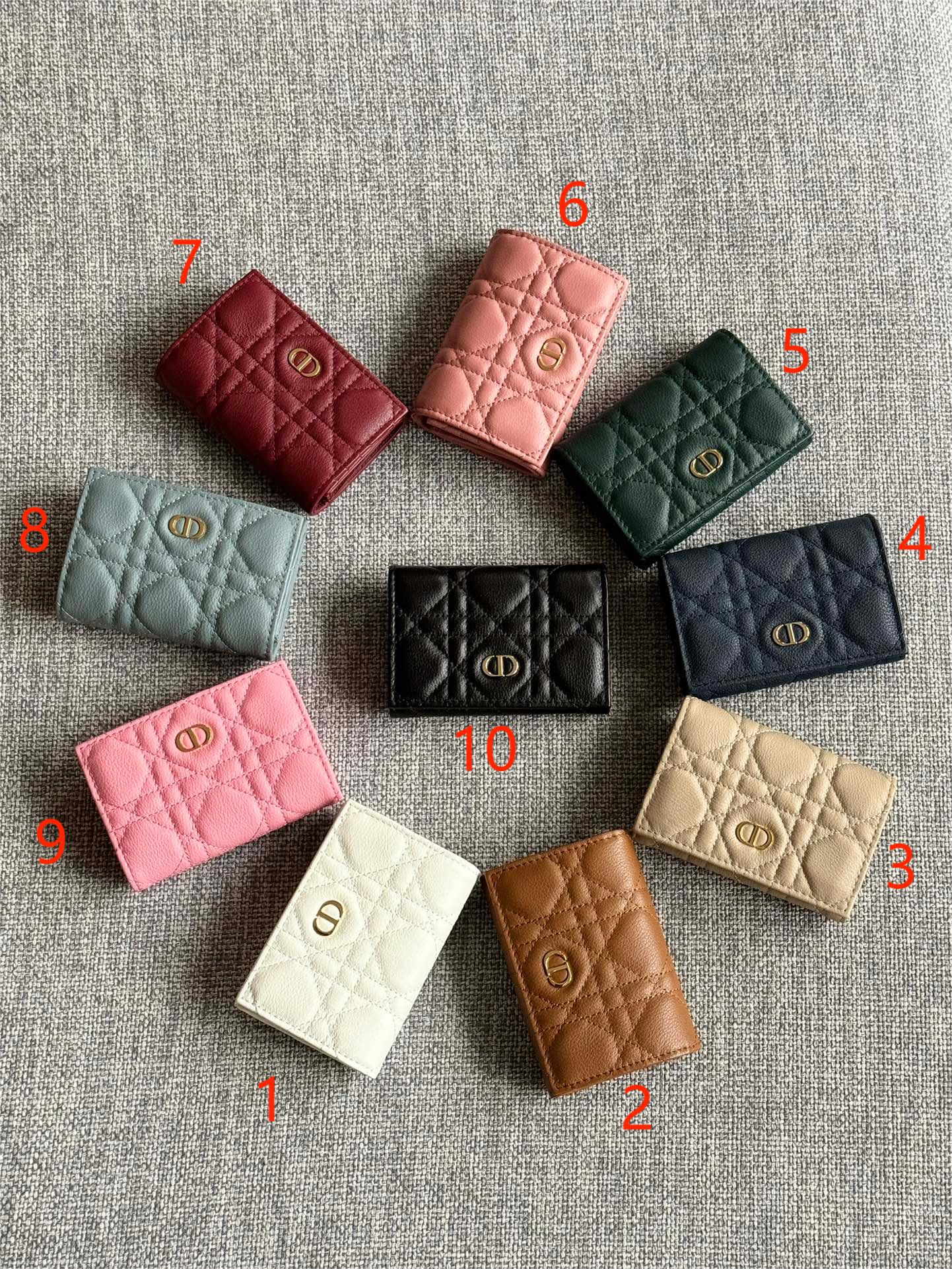 TOP Christian Dior Calfskin Leather Caro Card Bags 11x7.5x2.5cm - 10 Colors