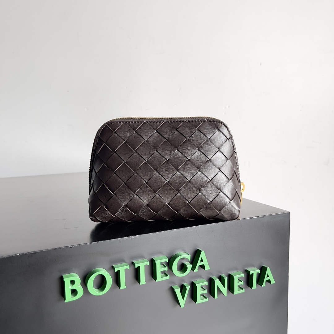 TOP Bottega Veneta BV Knitted Makeup Bag 16.5x10.5x9cm - Brown