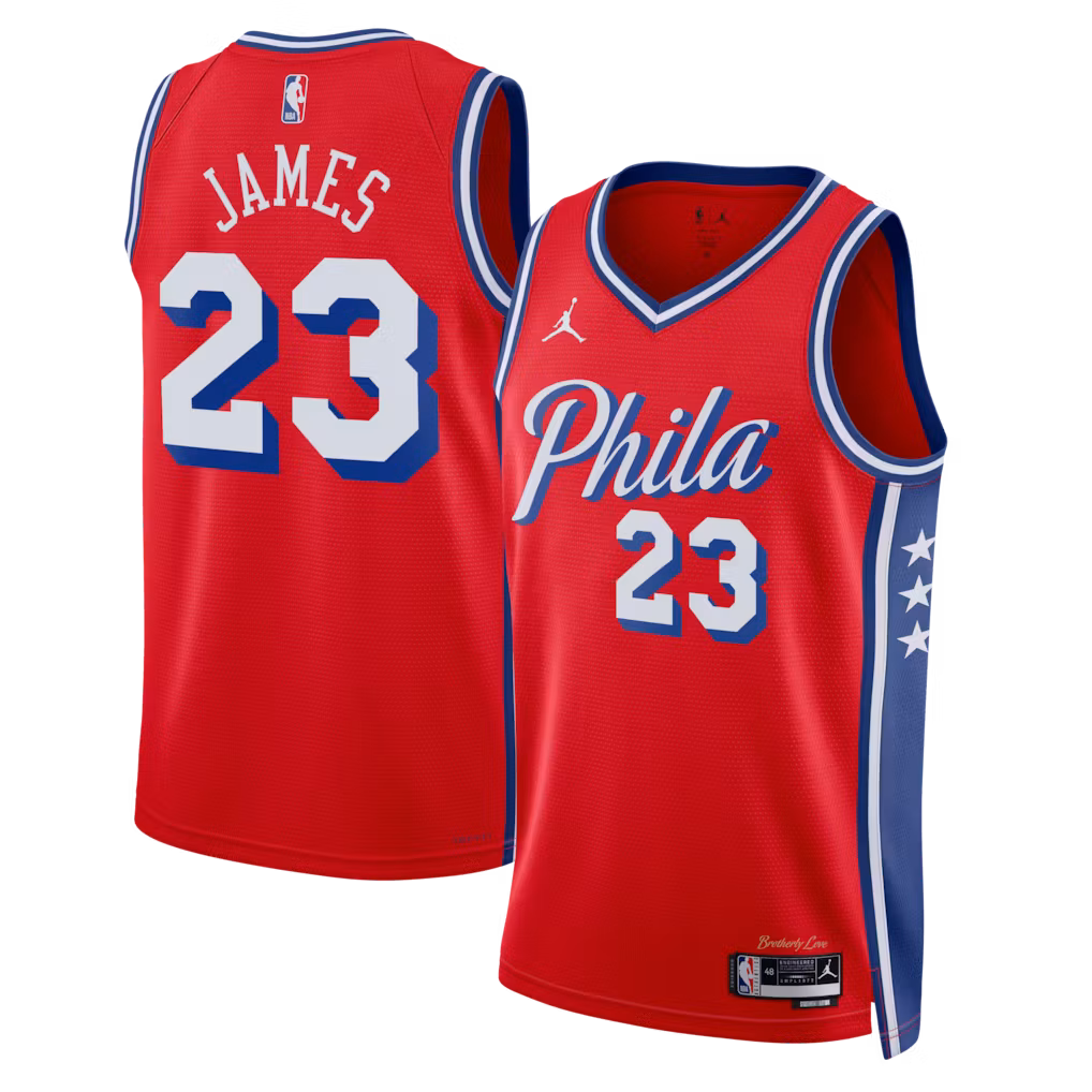 Philadelphia 76ers LeBron James Red Jersey - Statement Edition