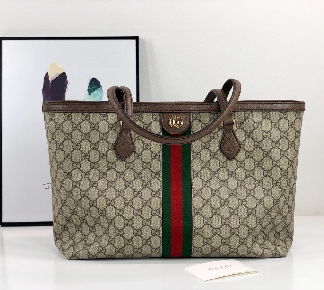 TOP GUCCI Ophidia Series Portable Tote Bag 38x28x14cm - GHW