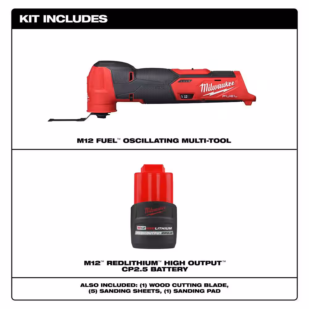 M12 FUEL 12V Lithium-Ion Cordless Oscillating Multi-Tool w/CP High Output 2.5 Ah Battery Pack