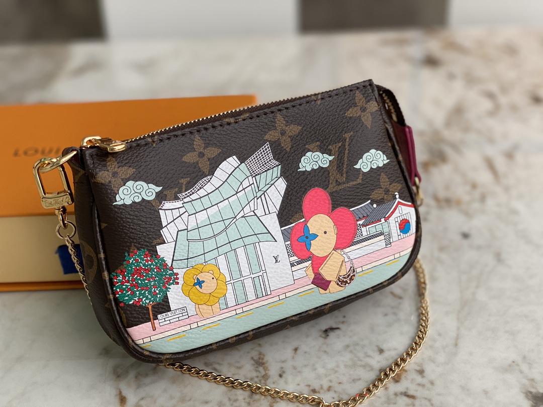 TOP Louis Vuitton LV Vivienne Holidays 2022 Mini Pochette Accessoires Bag 15.5x10.5x4cm - Brown