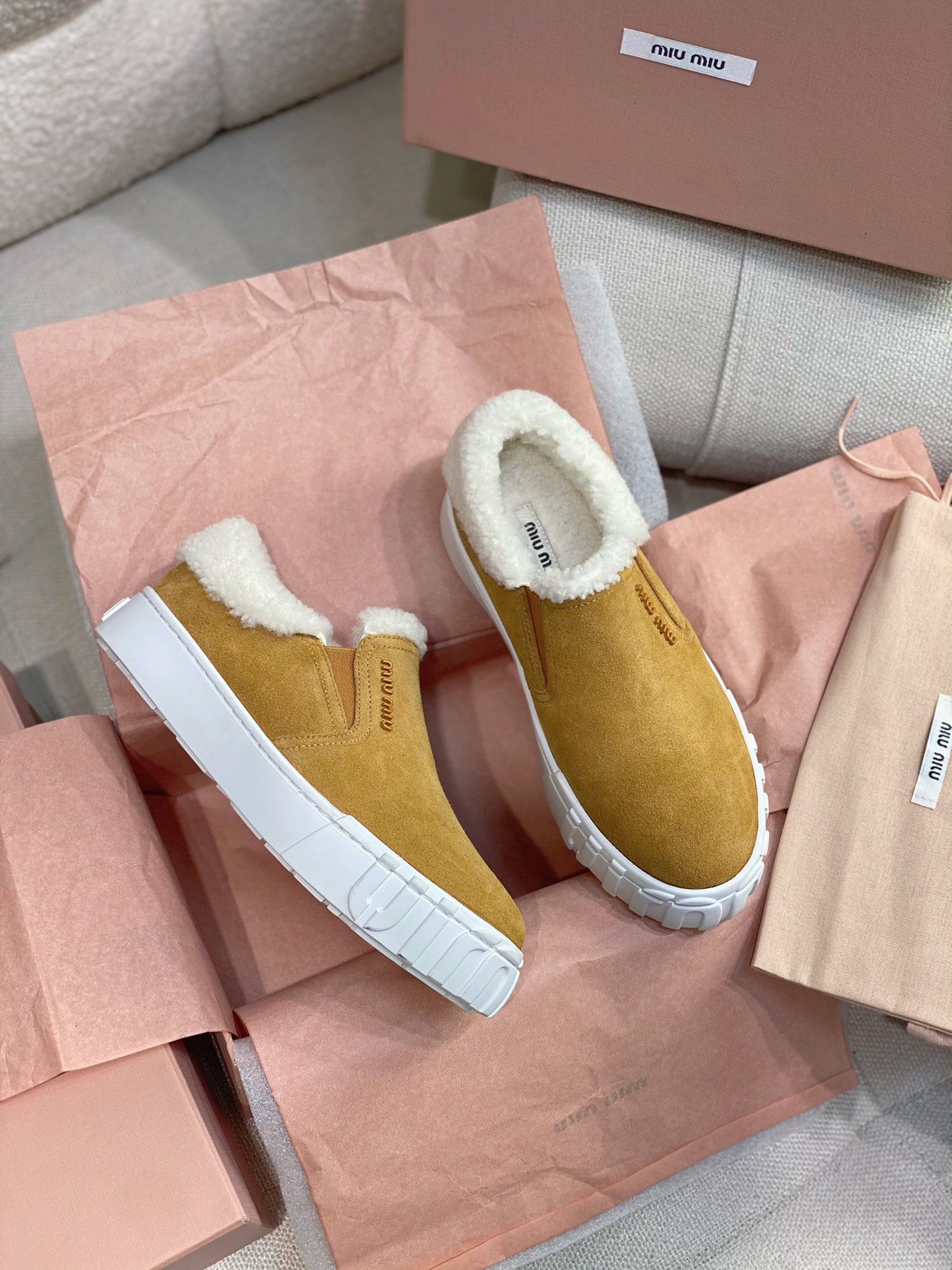 TOP Miu Miu Sheepskin Fur Shoes - 3 Color