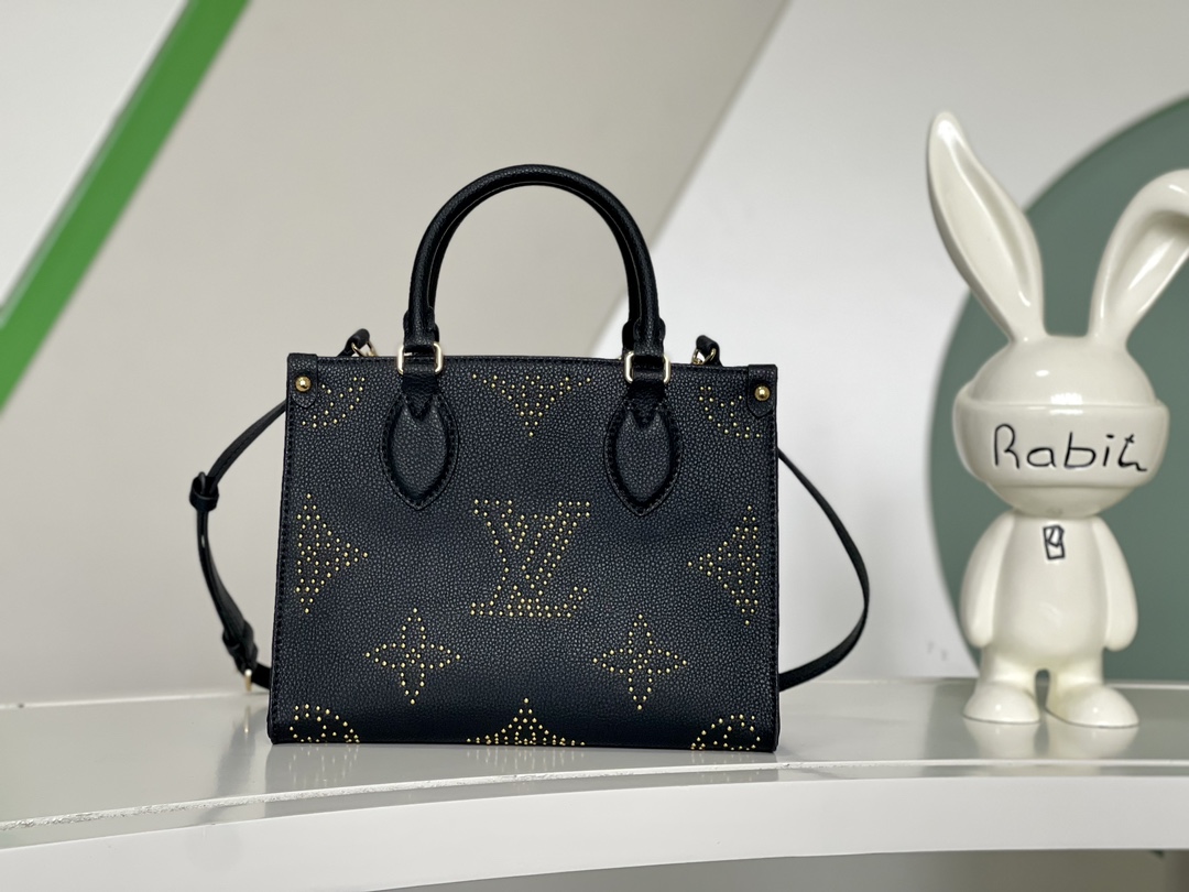 TOP Louis Vuitton LV On The Go Big Flower Mommy Bag  25x 11.0 x 19.0 cm- Black