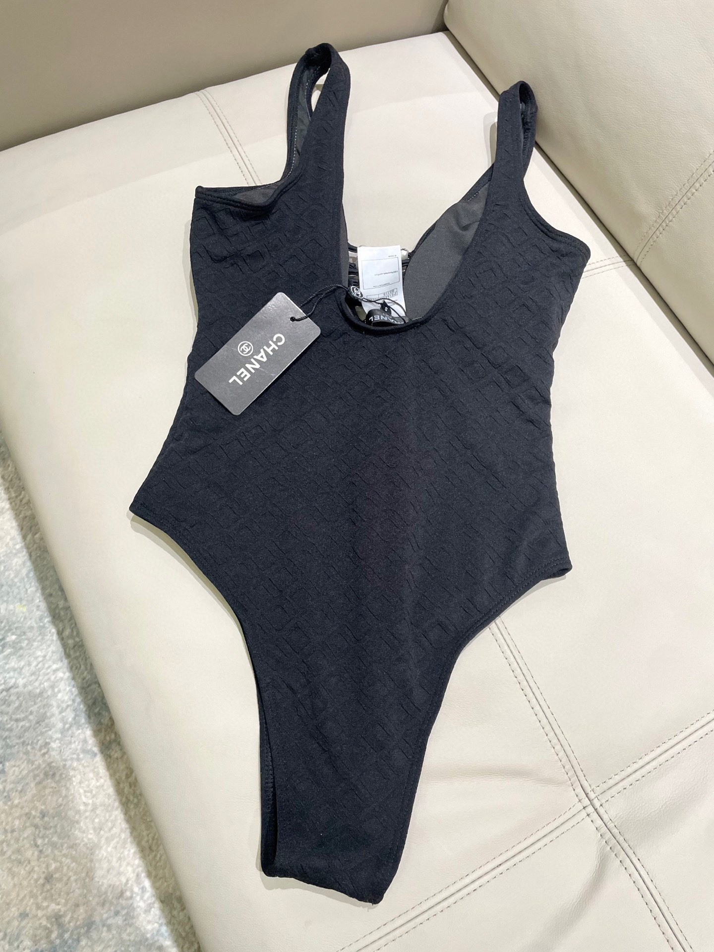 TOP CHANEL Pearl One-Piece Swimsuit - Black