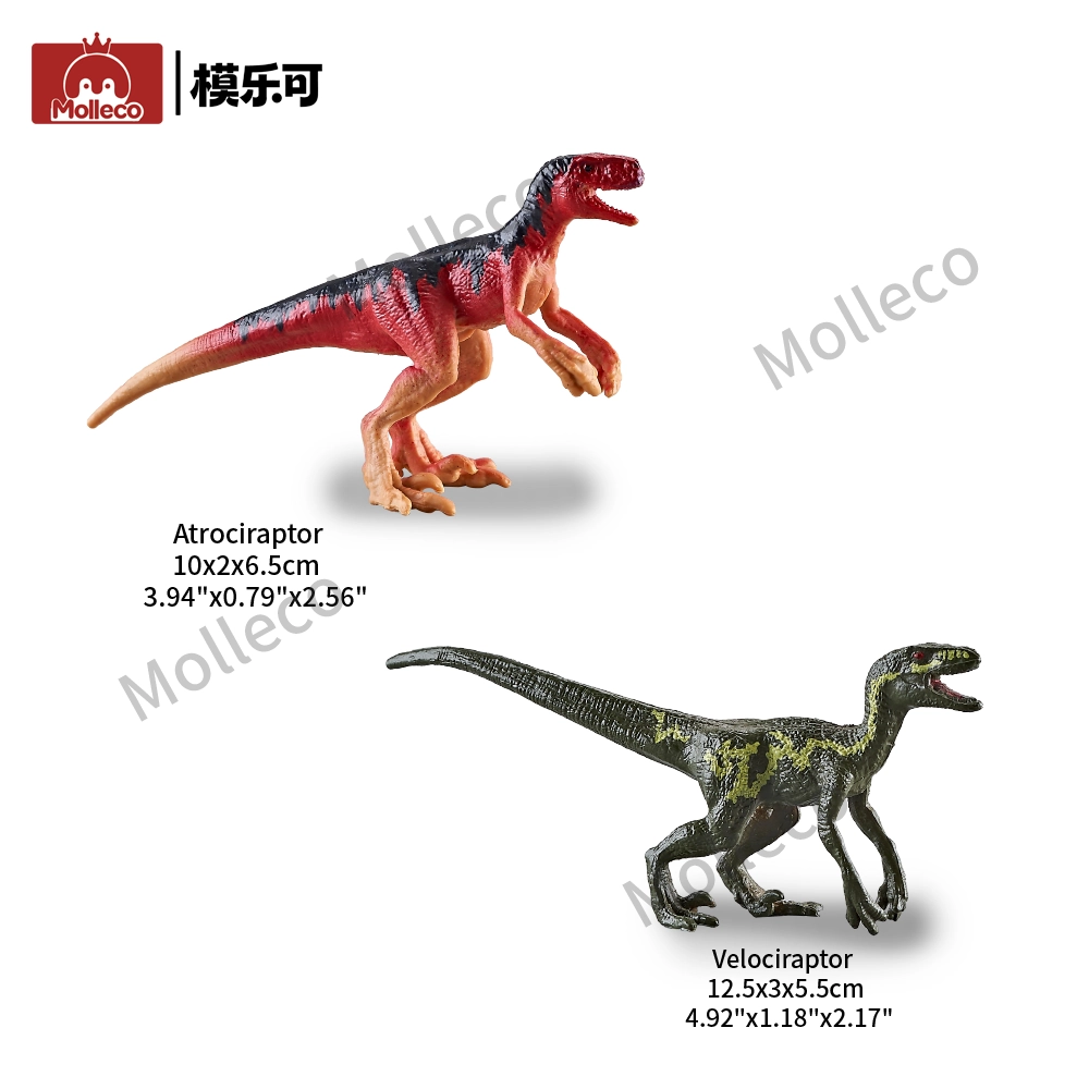 Molleco Dinosaur Figure Toys for Kids and Children Atrociraptor+Velociraptor CP089