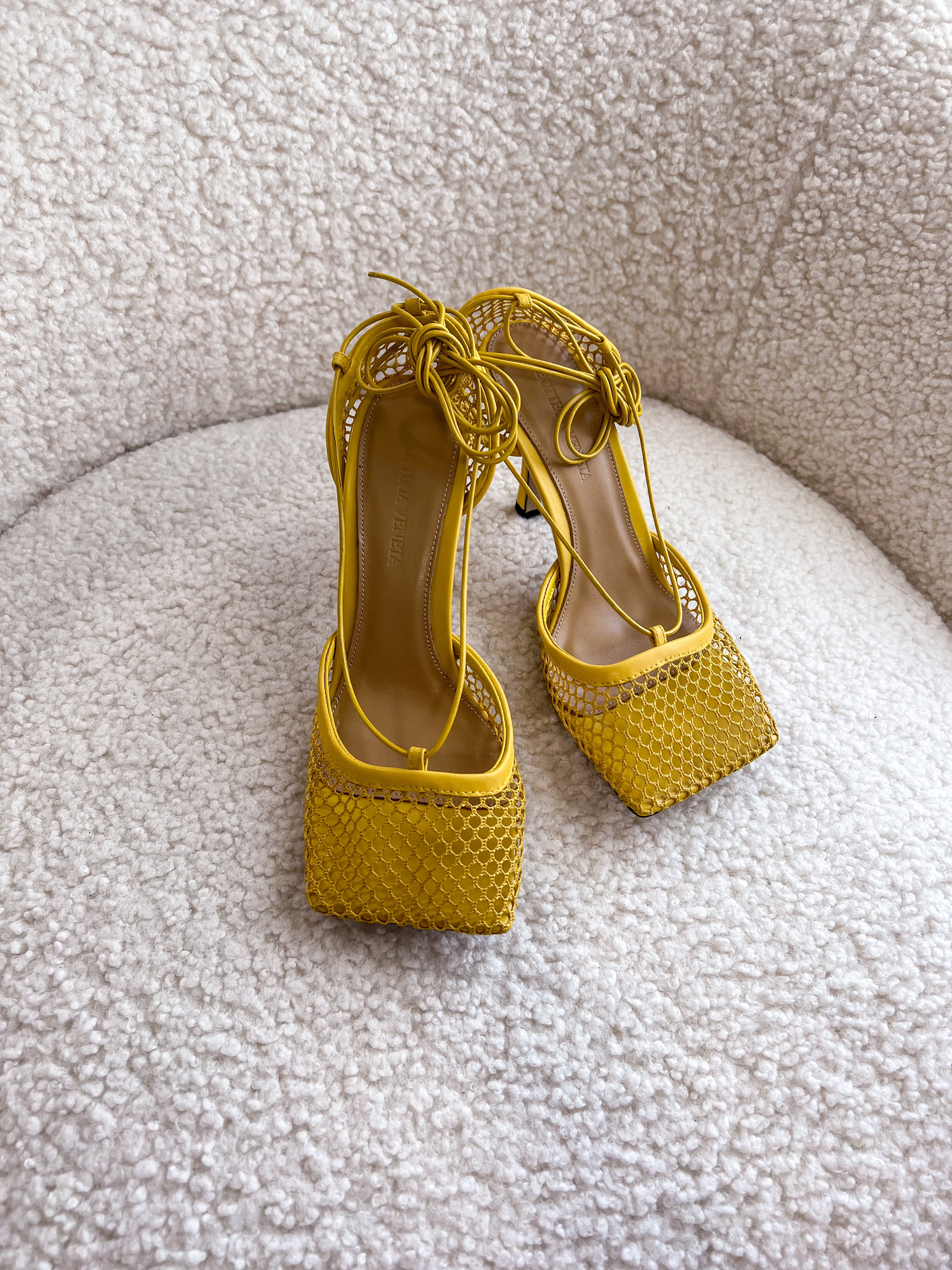 TOP Bottega Veneta BV  Stretching High Heel Sandals - Yellow