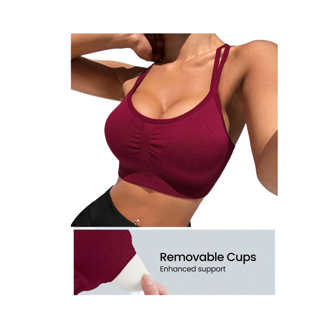 Racerback Sports Bras for Women - Padded Seamless Support Bra for Yoga Gym Workout Fitness