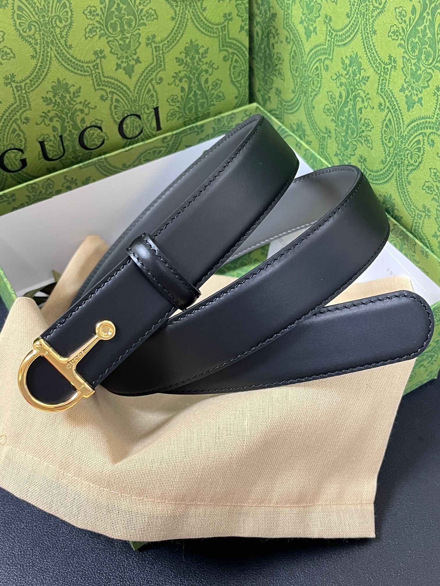 TOP GUCCI Classic Leather Belt - 3.0cm - Black