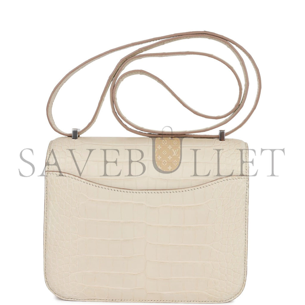 HERMES MASTER CONSTANCE 18 MATTE ALLIGATOR PALLADIUM HARDWARE (18*15*4cm)