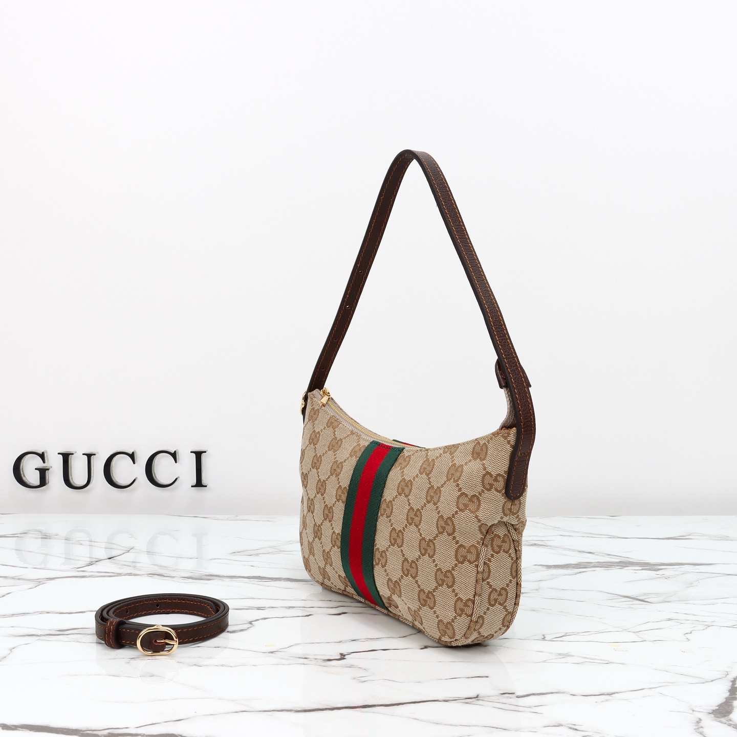 TOP GUCCI Lunetta Small Crossbody Bag 22×13×3cm - Brown