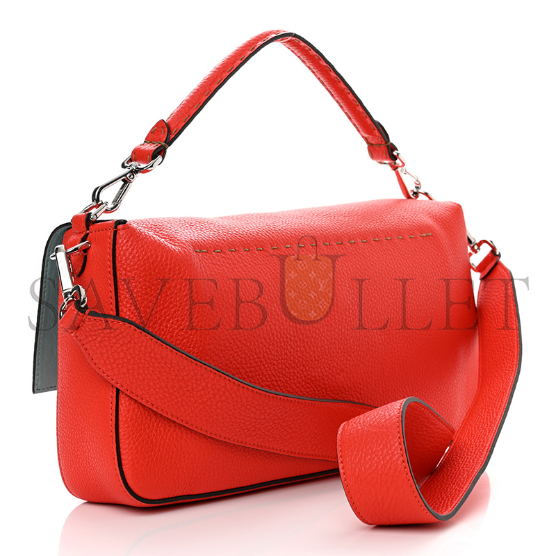 FENDI CUOIO ROMANO SELLERIA LARGE BAGUETTE PAPAVERO (32*18*6cm)