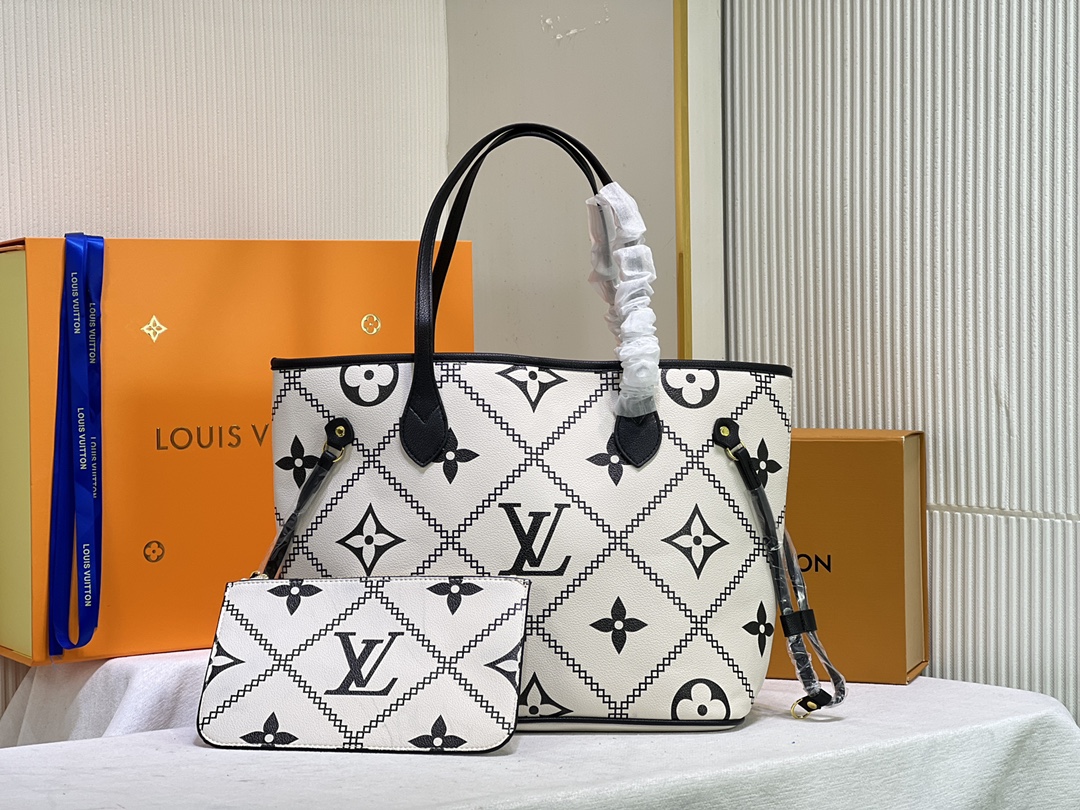 TOP Louis Vuitton LV Neverfull Full leather Bag 32x29x17cm -2 colors