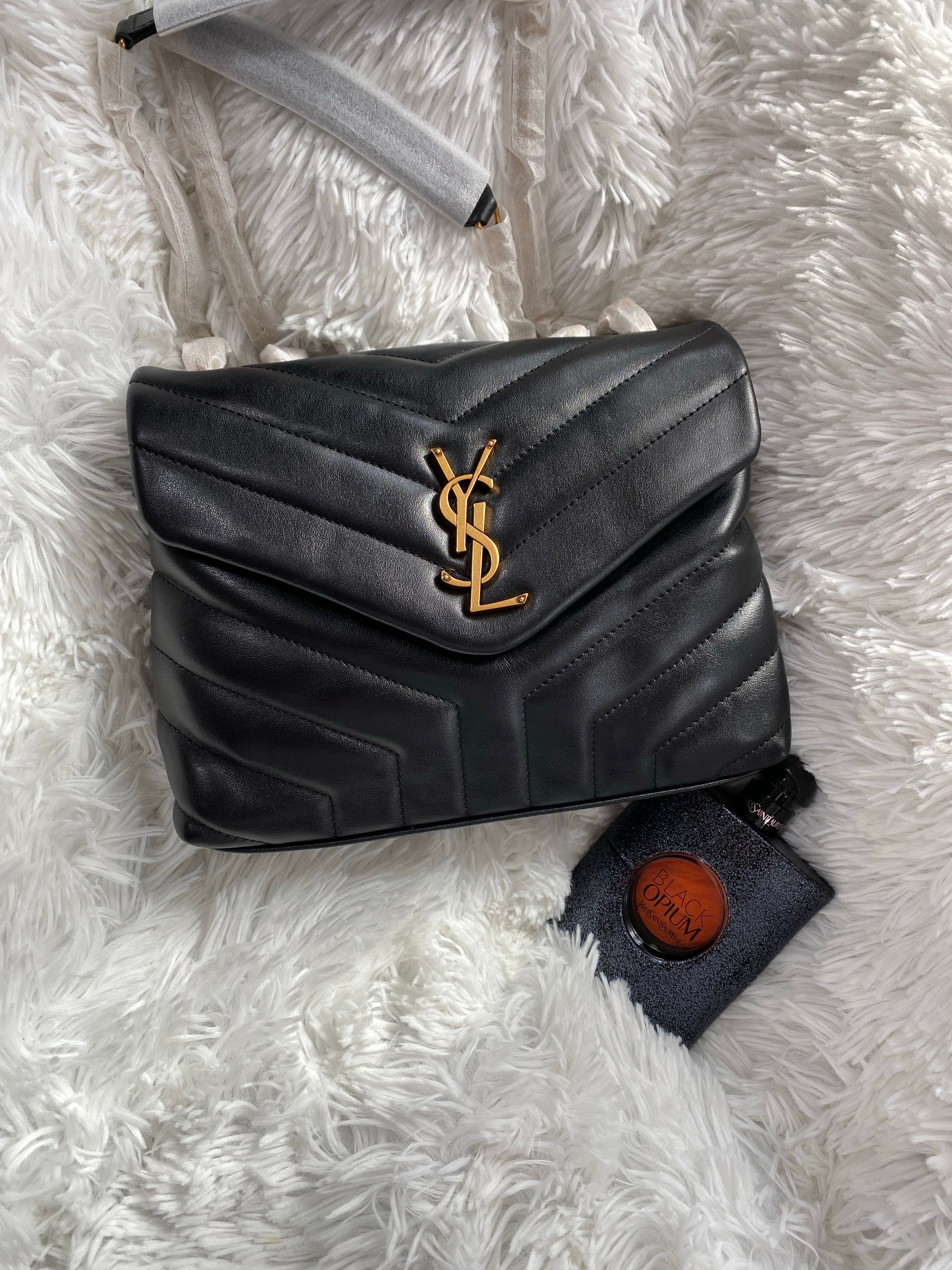 TOP Yves Saint Laurent YSL LouLou Medium Bag 25cm - Black With GHW