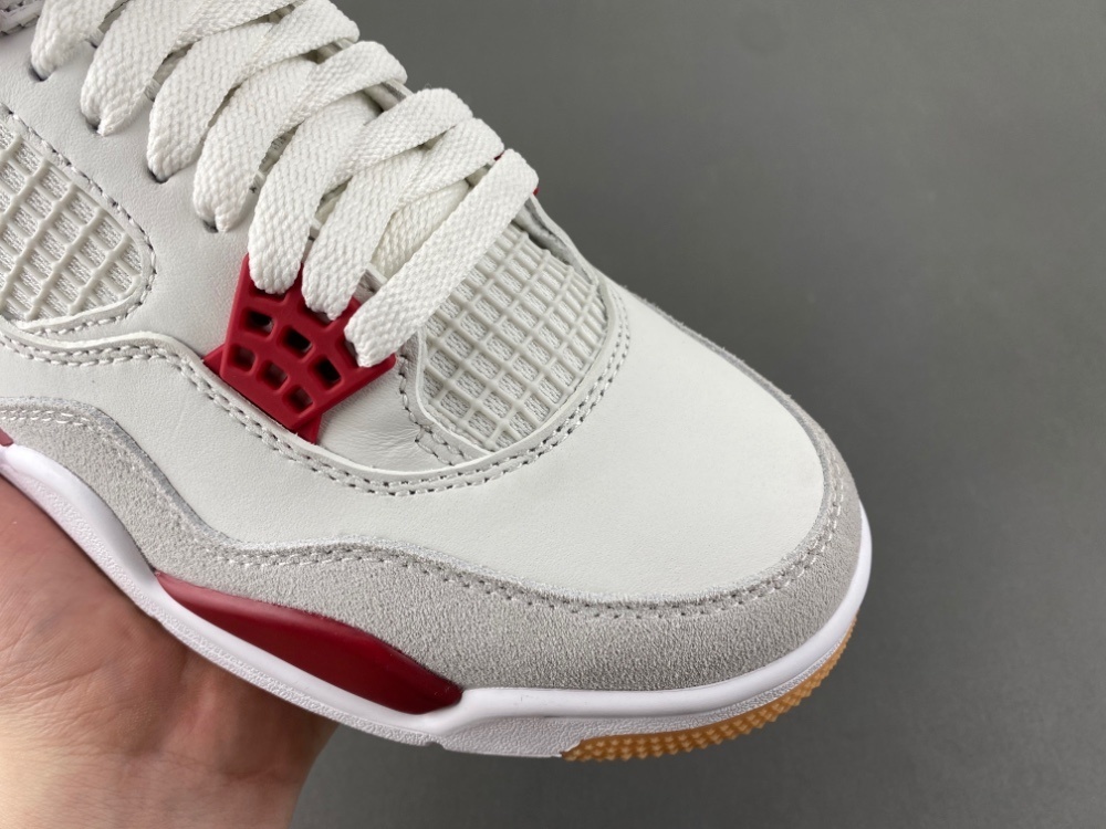 Air Jordan 4 White-Gray Red Velvet Color