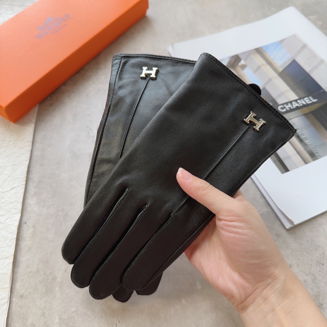 TOP HERMES Women's Sheepskin Gloves