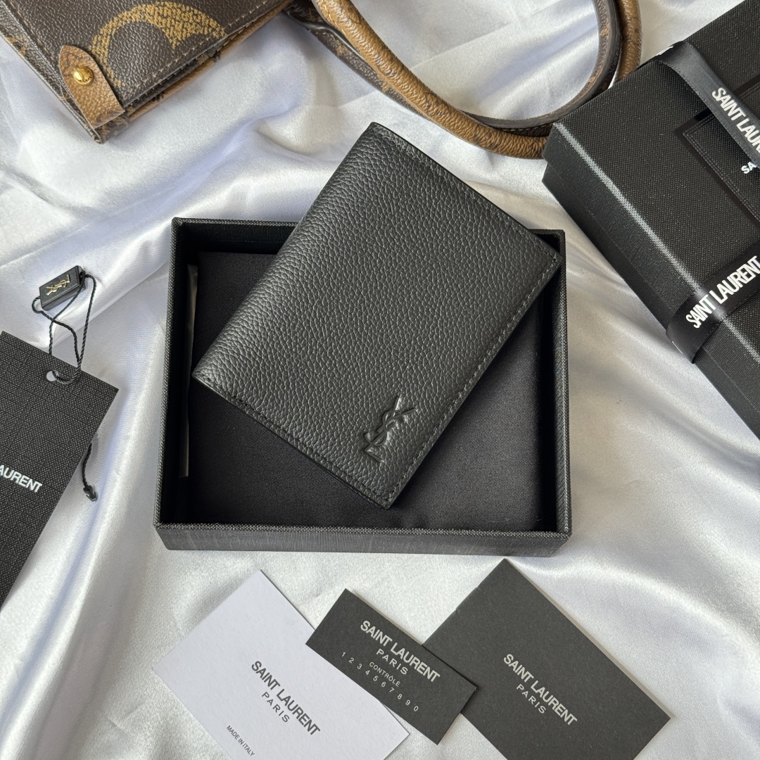 TOP Yves Saint Laurent YSL Single Fold Wallet Calfskin 9x11.5x2cm - 3 Colors