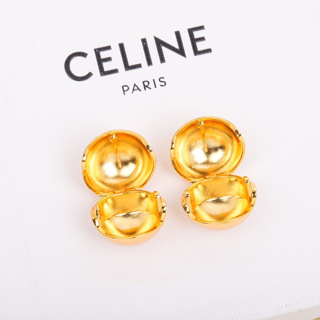 TOP CHANEL C Semicircle Metal Earrings