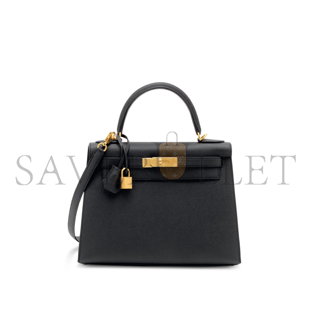 HERMÈS A BLACK EPSOM LEATHER KELLY 28 WITH GOLD HARDWARE (28*22*10cm)