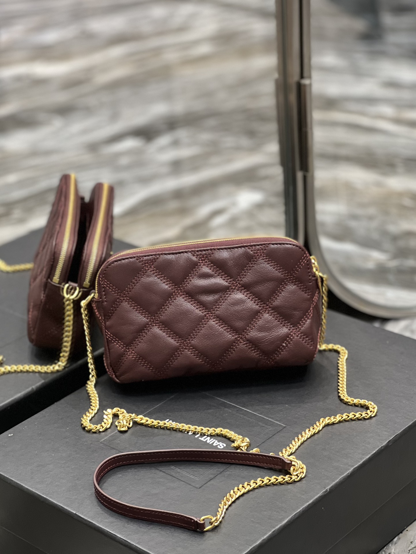 TOP Yves Saint Laurent YSL  BECKY Handbag Shoulder Bag - Red