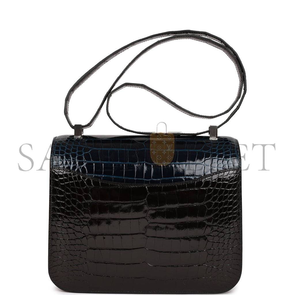 Hermes Constance 24 Tri-Color Black, Bleu Baltique and Vert Rousseau Shiny Alligator Palladium Hardware
