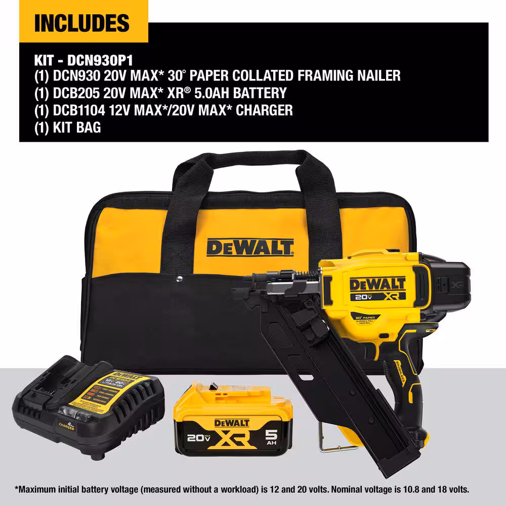 20-Volt 30? Cordless Framing Nailer Kit with 5.0 Ah Lithium-Ion Battery and Charger