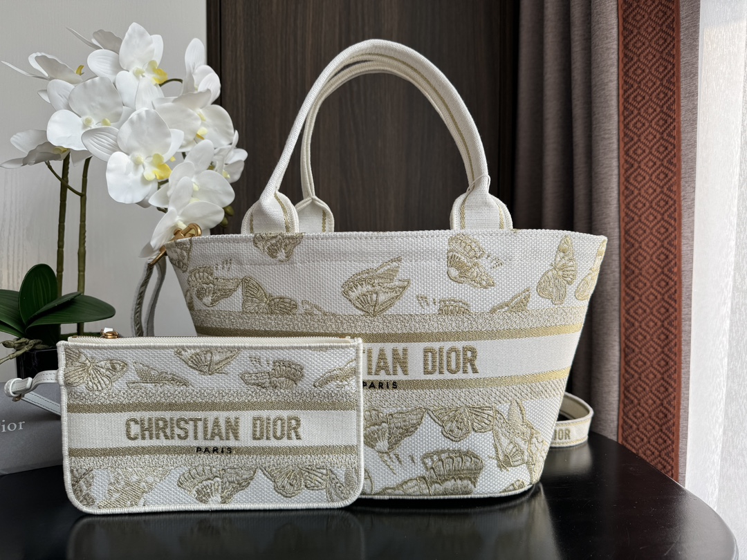 TOP Christian Dior Butterfly Embroidered Vegetable Basket Bags 27*20*8cm - Two Colors