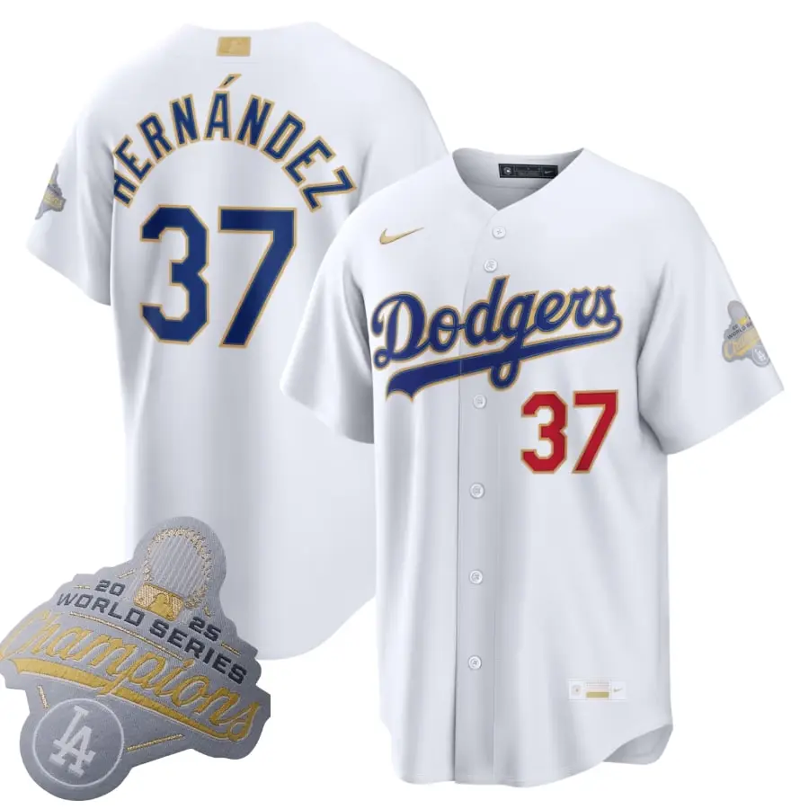 Los Angeles Dodgers Teoscar Hernández White 2026 Gold Collection Jersey