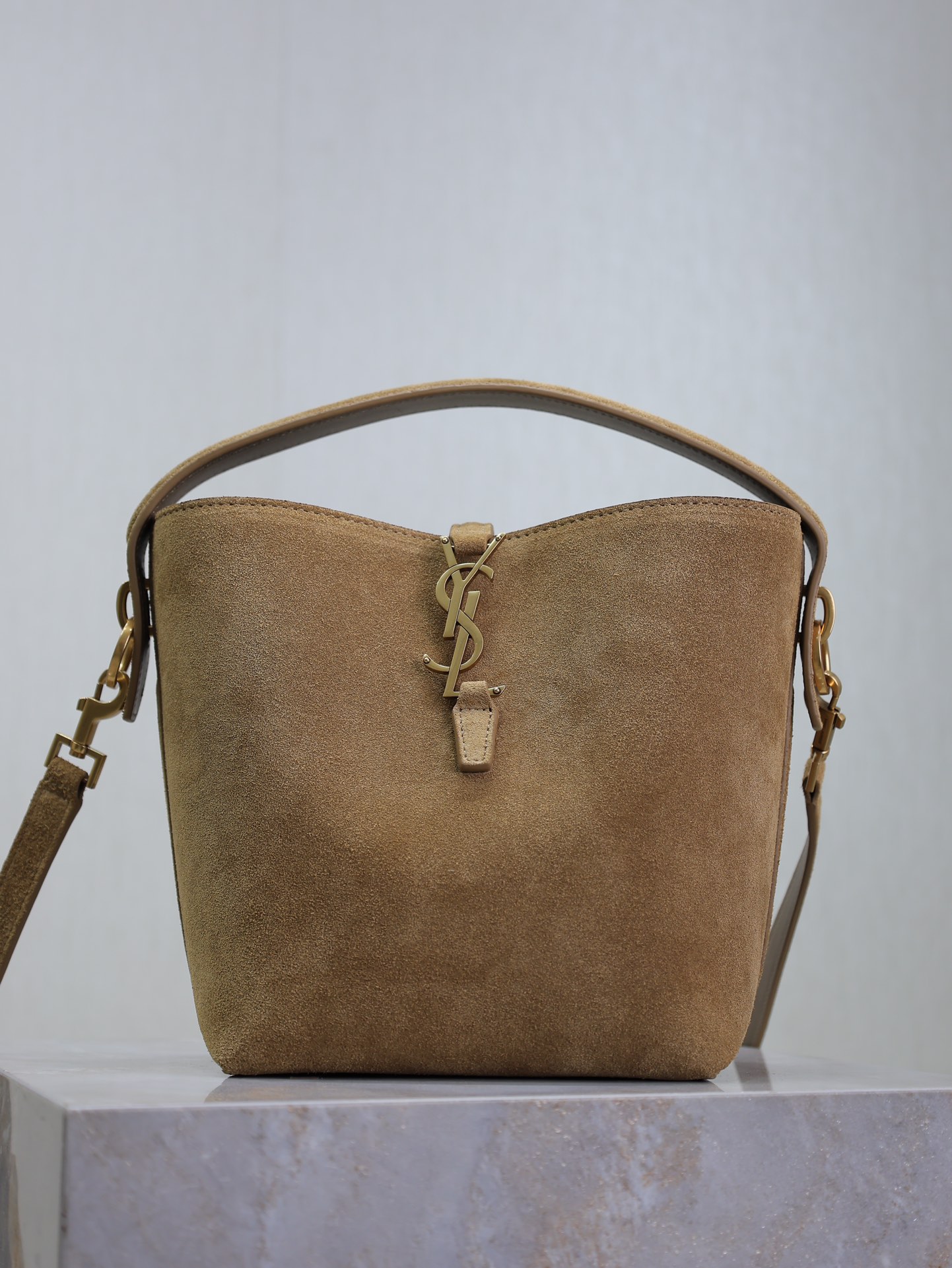 TOP Yves Saint Laurent YSL Le 37 in Suede 17×20×13cm/26×20×12cm - Golden Leaf&GHW