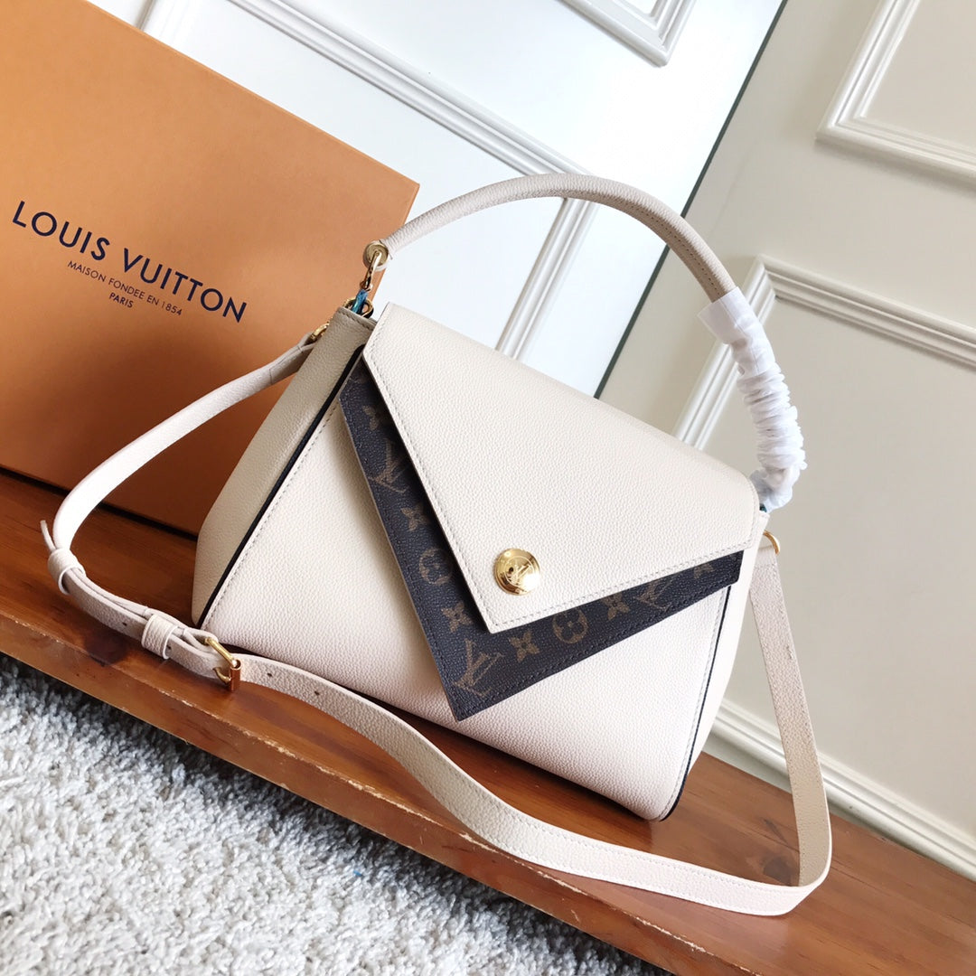 TOP Louis Vuitton LV L*V Double V Top Handle Bag 28×19×16.5CM- Cream