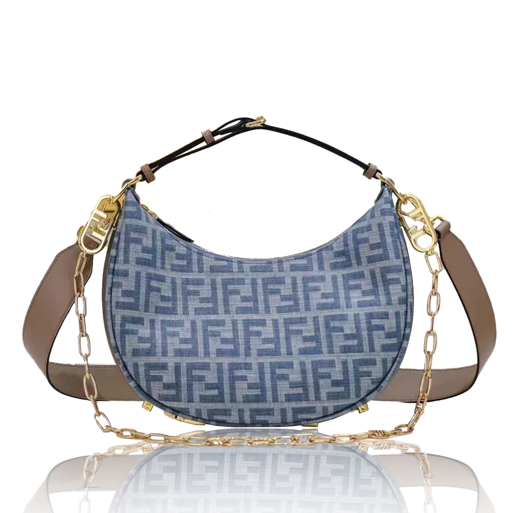Fendi graphy Small Light blue FF denim fabric bag (Replica)