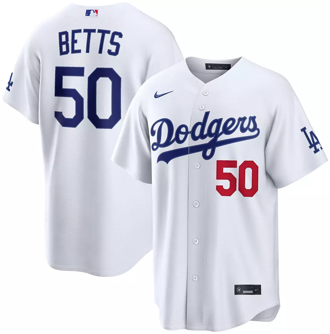 Men's Los Angeles Dodgers Mookie Betts #50 White Home Limited Player Jersey