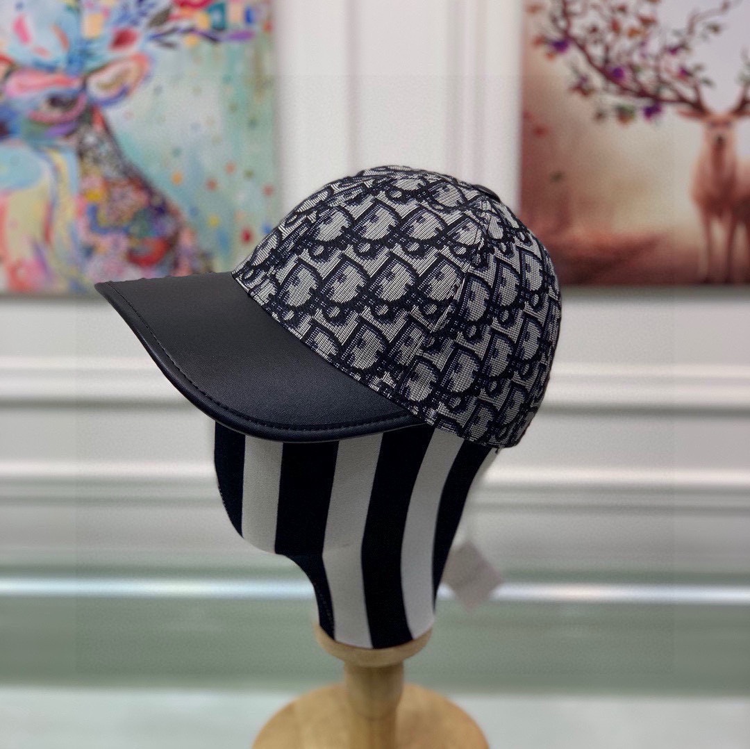TOP Christian Dior Canvas Paired With Calf Leather Baseball Caps - Two Colors